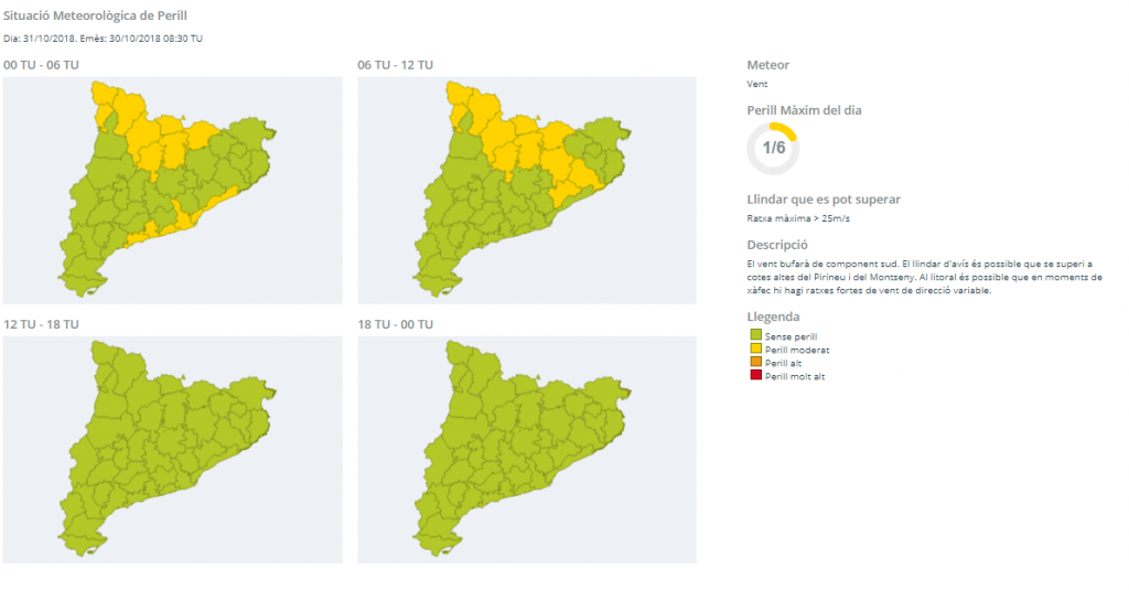 avis meteocat vent 31 octubre