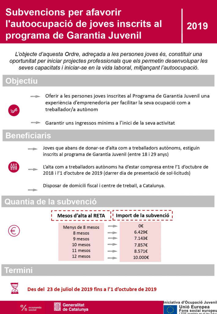 INFOGRAFIA AUTOOCUPACIO GARANTIA JUVENIL 2019