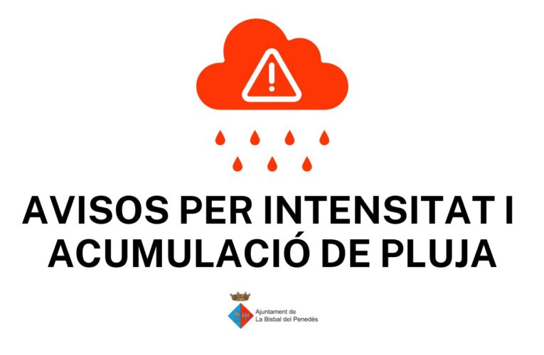 Avís per intensitat de pluja (dijous 19 i divendres 20 de setembre)