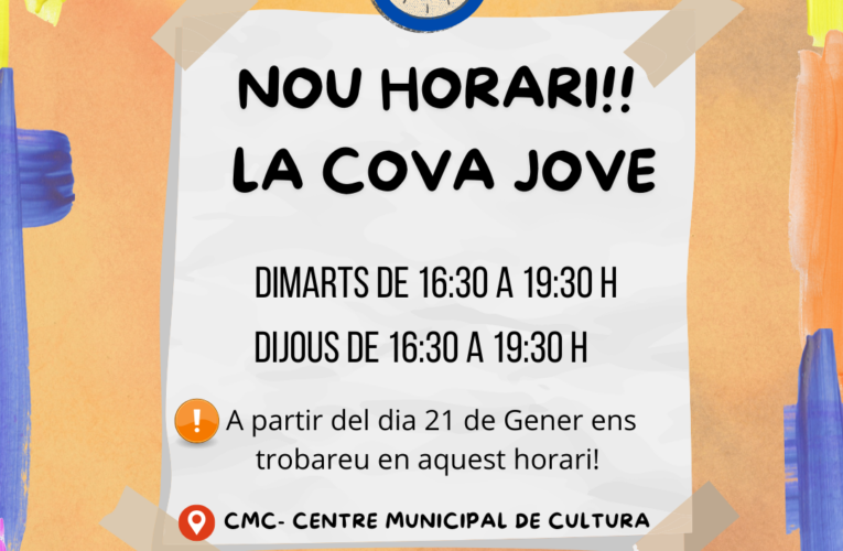 Nou horari de la Cova Jove