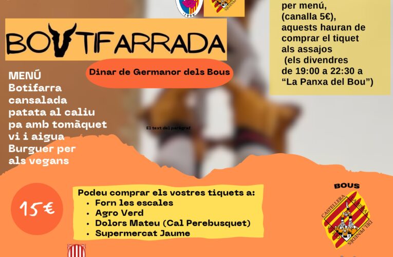 El 6 d’abril se celebrarà la diada ‘In memoriam’ i la Boutifarrada de la Colla Castellera La Bisbal del Penedès