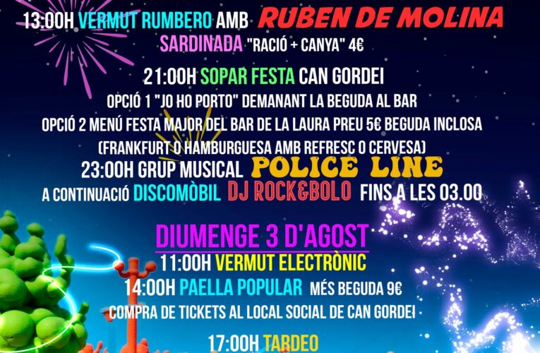 Festa de Can Gordei 2025: dissabte 2 i diumenge 3 d’agost