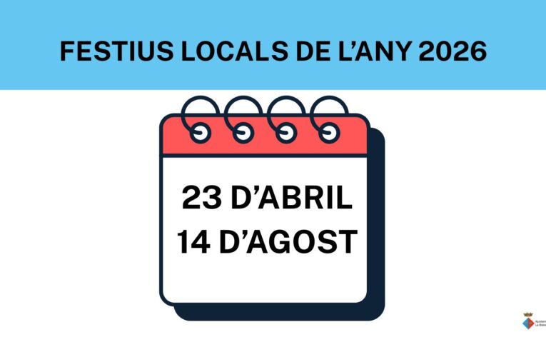 Les festes locals del 2026 seran el 23 d’abril i el 14 d’agost