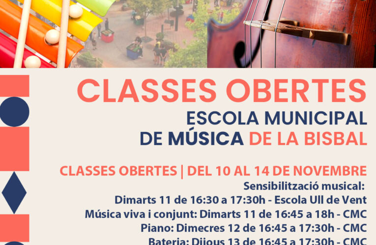 Del 10 al 14 de novembre podeu participar en la Setmana de Classes Obertes a l’Escola Municipal de Música