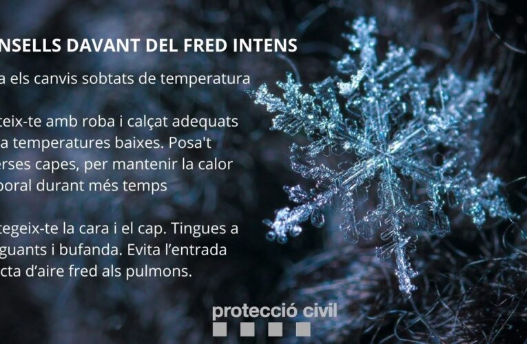 Avís per fred intens durant la matinada i matí del dimecres 7 de gener