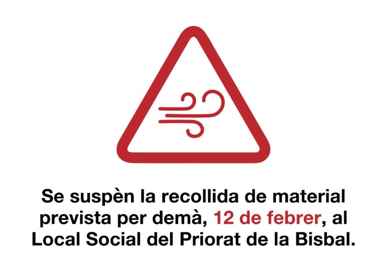 Se suspèn el repartiment de material de la recollida porta a porta previst per demà