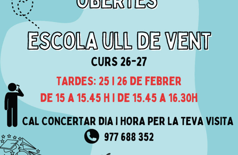 Període de preinscripció a l’escola Ull de Vent: del 4 al 18 de març