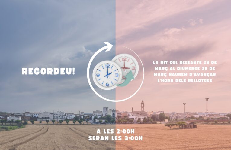Canvi d’hora la nit del dissabte 28 al diumenge 29 de març