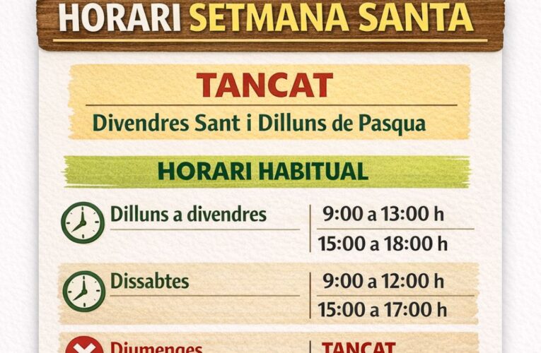 Horari del Punt Verd durant la Setmana Santa