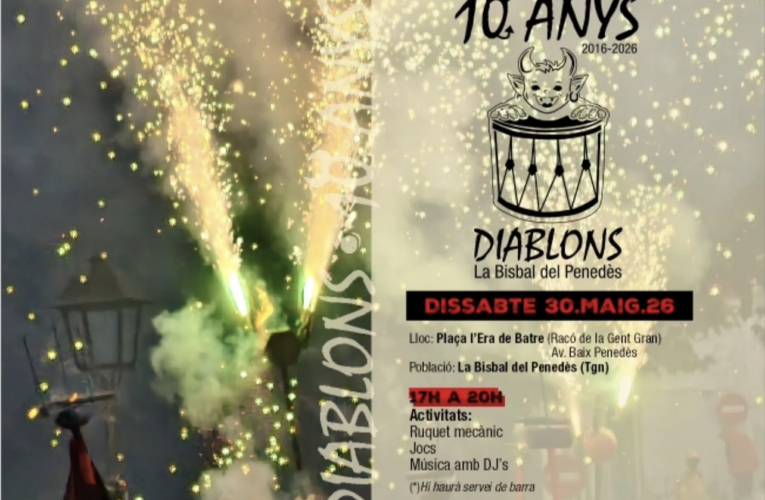 Els Diablons de la Bisbal del Penedès celebraran el seu aniversari el dissabte 30 de maig