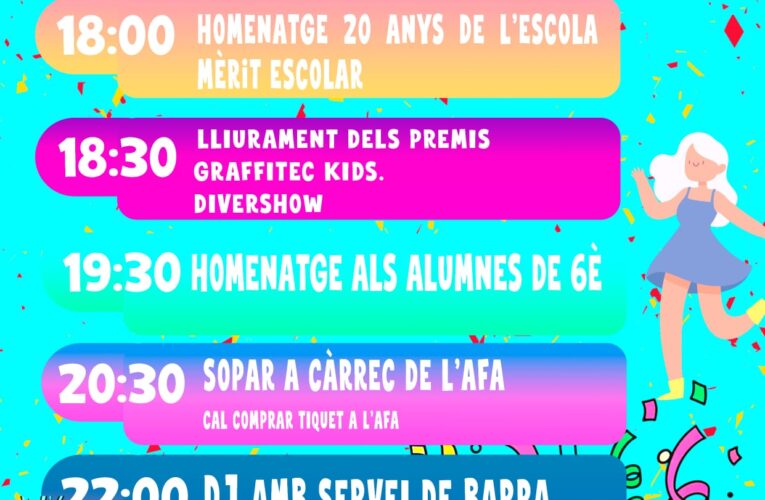 L’escola Ull de Vent celebrarà la festa de final de curs el pròxim 19 de juny ￼