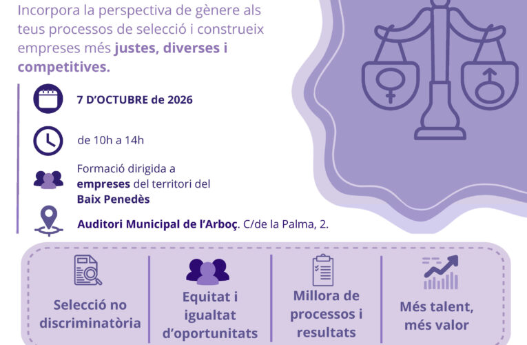 Dues noves formacions gratuïtes ajudaran les empreses del Baix Penedès a incorporar la perspectiva de gènere i prevenir l’assetjament laboral