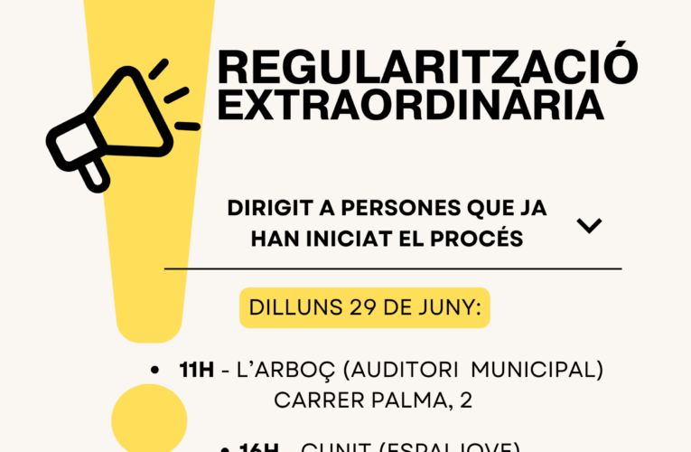 Xerrades informatives sobre el procés de regularització extraordinària per a persones que ja han iniciat els tràmits