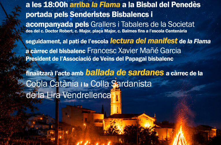 La Flama del Canigó arribarà a la Bisbal del Penedès el pròxim 23 de juny