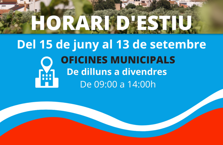 Inici de l’horari d’estiu de les oficines municipals