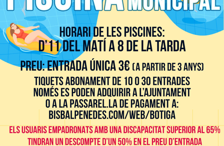 La piscina municipal de la Bisbal del Penedès obrirà el 19 de juny