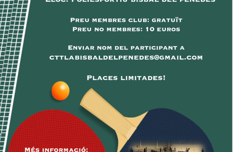 El pròxim 11 de juliol el Pavelló Esportiu Municipal acollirà un campionat local de tennis taula