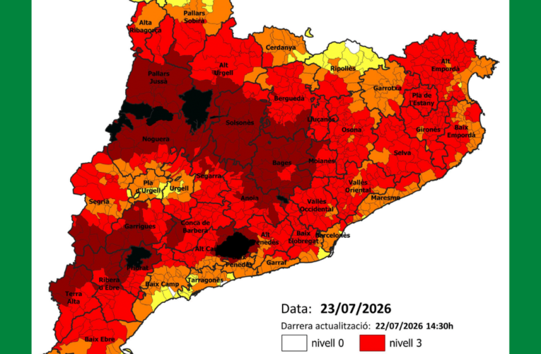 La Bisbal del Penedès continua en Nivell 4 del Pla Alfa pel perill extrem d’incendi forestal