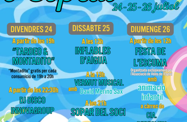 L’Esplai celebrarà la seva festa els dies 24, 25 i 26 de juliol