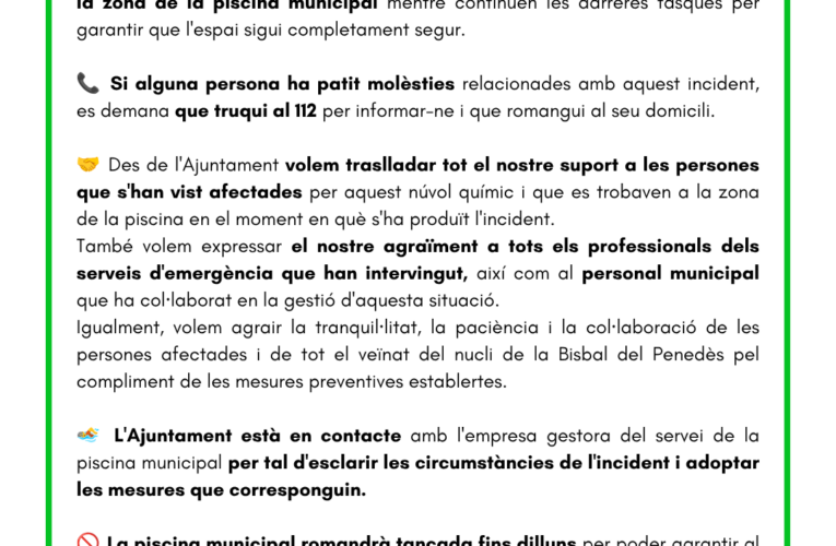 S’aixeca el confinament preventiu al nucli de la Bisbal del Penedès