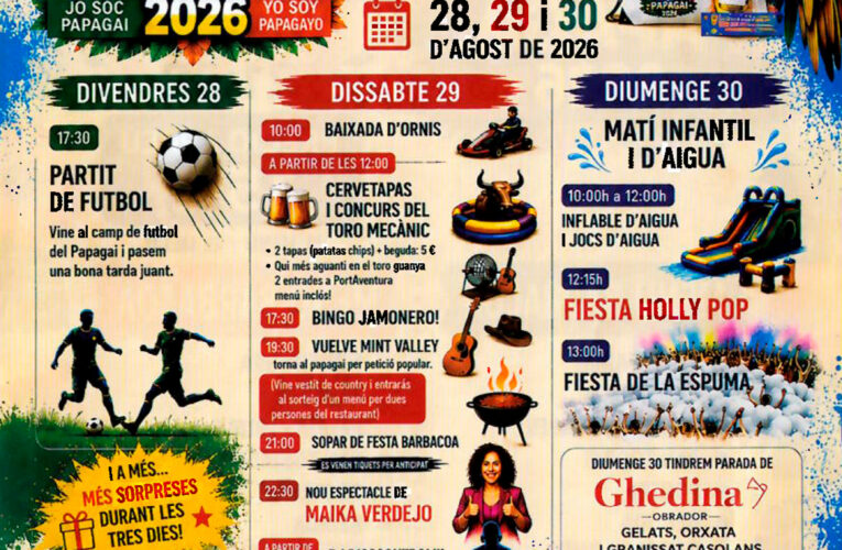 El Papagai celebrarà les festes del barri del 28 al 30 d’agost