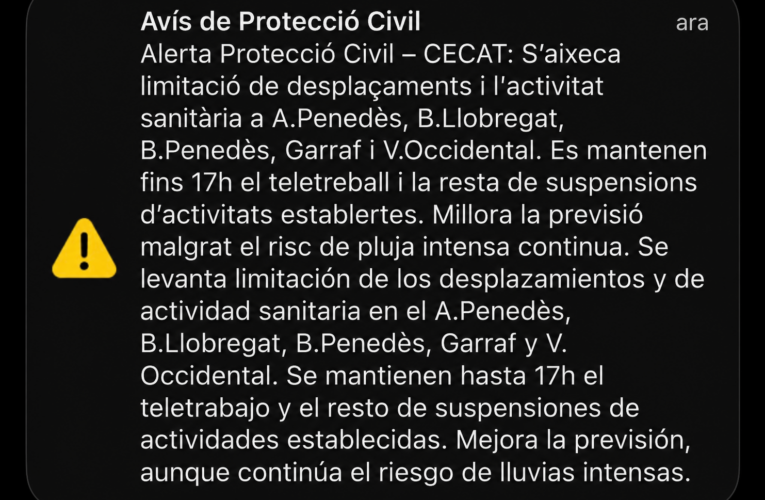 S’aixeca la limitació dels desplaçaments i de l’activitat sanitària al Baix Penedès