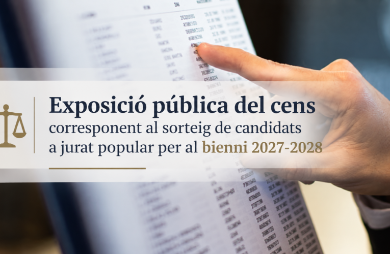 Exposició pública del cens corresponent al sorteig de candidats a jurat popular per al bienni 2027-2028