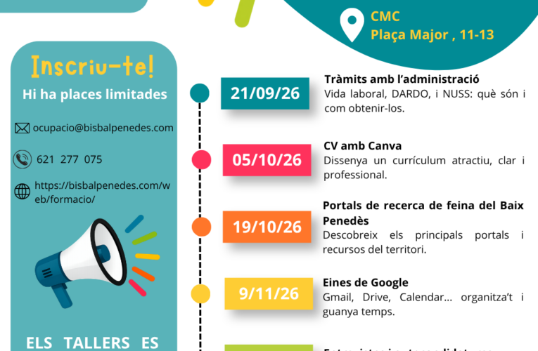 El SOM Bisbal programa sis tallers gratuïts entre setembre i desembre per impulsar el teu futur professional