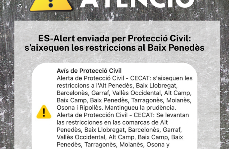 S’aixequen les restriccions al Baix Penedès per l’episodi meteorològic