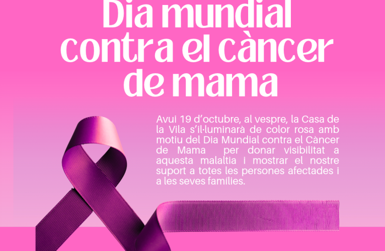 La Bisbal del Penedès commemora el Dia Mundial contra el Càncer de Mama amb la il·luminació de la Casa de la Vila