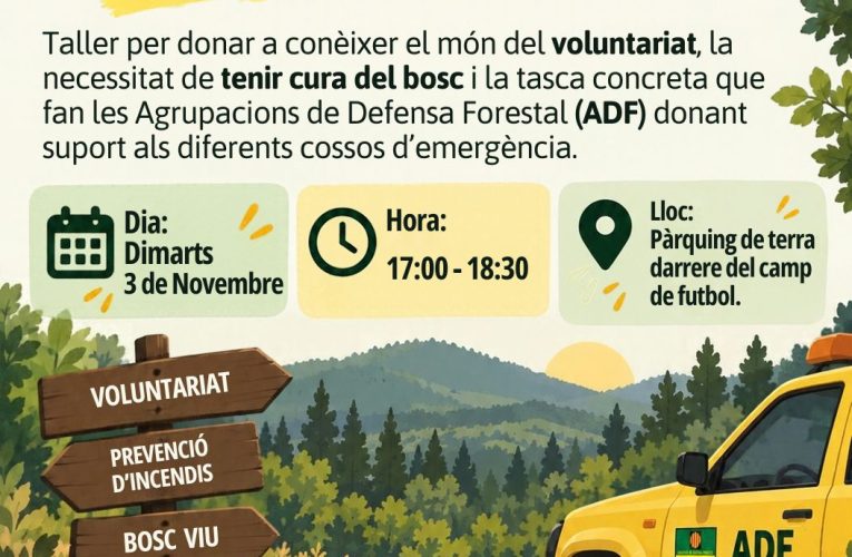 La Bisbal del Penedès acollirà un taller per donar a conèixer la tasca de les Agrupacions de Defensa Forestal el 3 de novembre